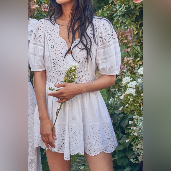 NWT $495 LoveShackFancy Valente Mini Dress In White